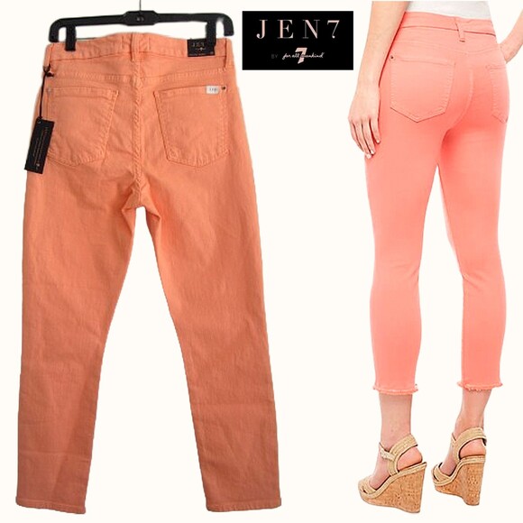 7 For All Mankind NEW Peach Colored Denim Cropped Skinny Jean 8 - Picture 8 of 11